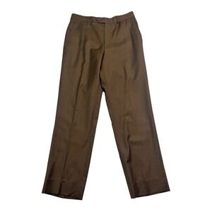 Santorelli Italy 32x31 Tobacco Brown Dress Suit Pants Trousers Flat Front Wool
